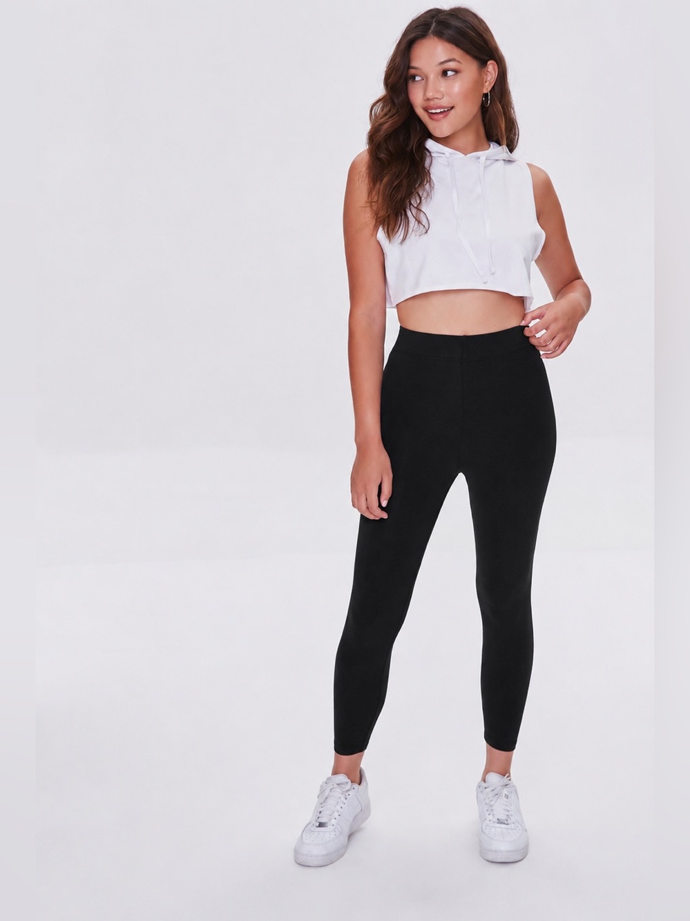 FOREVER 21 BASIC ORGANICALLY GROWN COTTON CAPRI LEGGINGS Black Medium